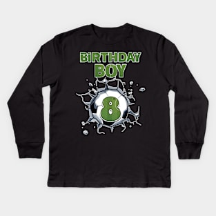 8th Birthday Boys Soccer player Gift For Boys Kids toddlers Kids Long Sleeve T-Shirt